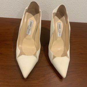 White Jimmy Choo Heels lightly used 38.5